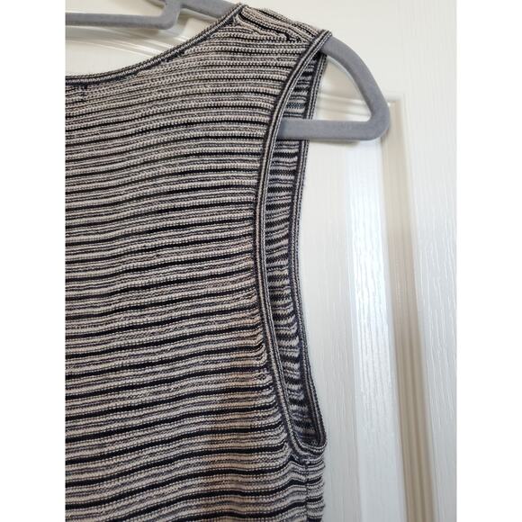 Knitted & Knotted Silver Stripe Chevron Wool Blend Sleeveless Midi Dress Medium - Picture 12 of 14